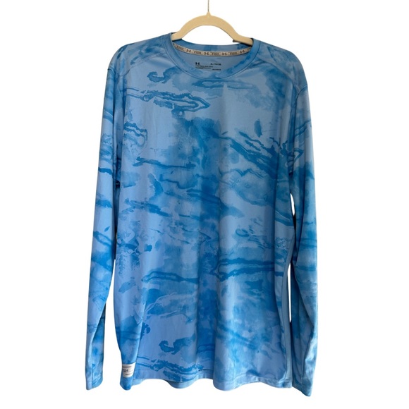 Under Armour HeatGear Men’s XL Long Sleeve Fishing Shirt – Water Print - Picture 1 of 5